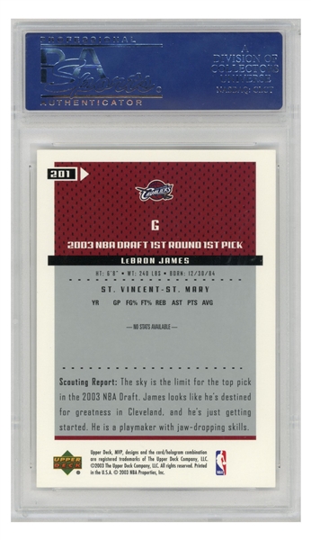 LeBron James 2003 Upper Deck MVP Rookie Card #201 -- PSA Graded Gem Mint 10